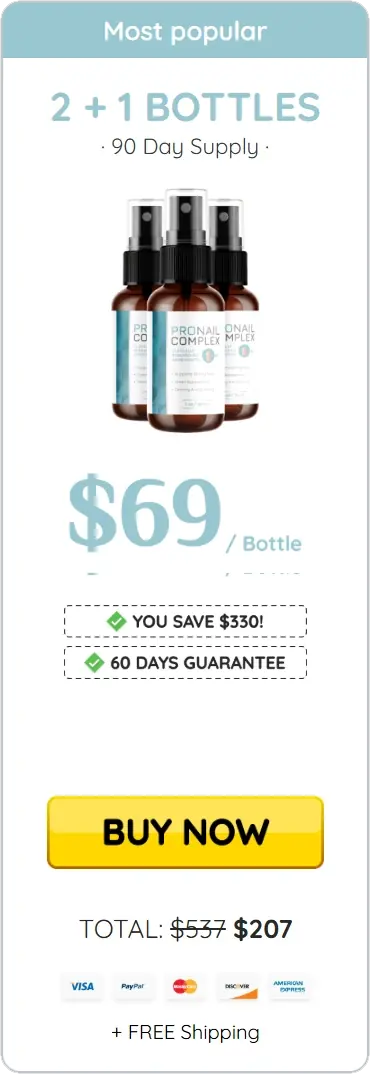 ProNail Complex 2 + 1 bottles, 90 day supply, $69 per bottle, free shipping